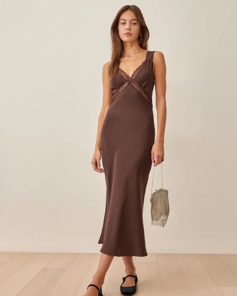 Reformation Brown Lace Dress by Reformation - Pickle