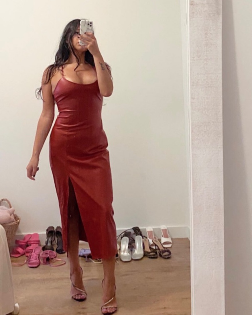 chinese dress ladies LIKE LIQUID FAUX LEATHER MIDI DRESS – AKIRA