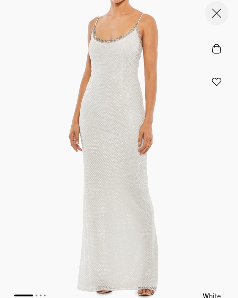 mac duggal white pearl beaded square neck mini dress Mac Duggal - White Pearl Beaded Square Neck Mini Dress main image 0