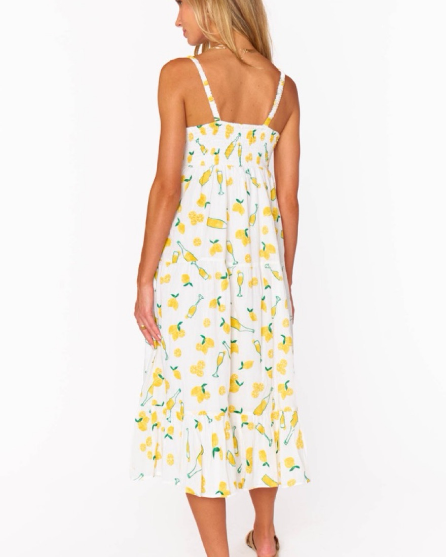 Whimsical Lemon Print Midi Dress - Image 3