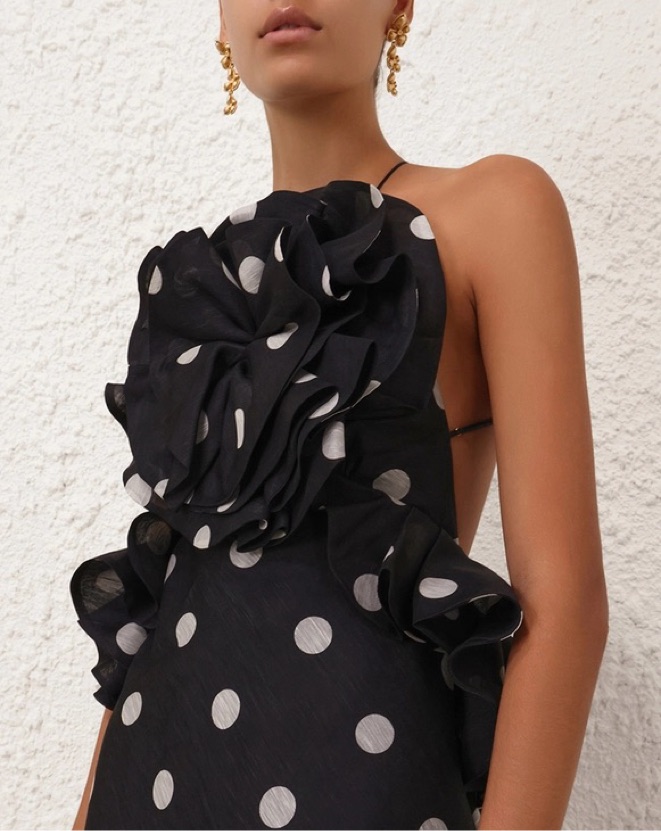 open lace back dress Zimmermann Net Sustain Asymmetric Open-Back Floral-Print Organic Linen main image 0