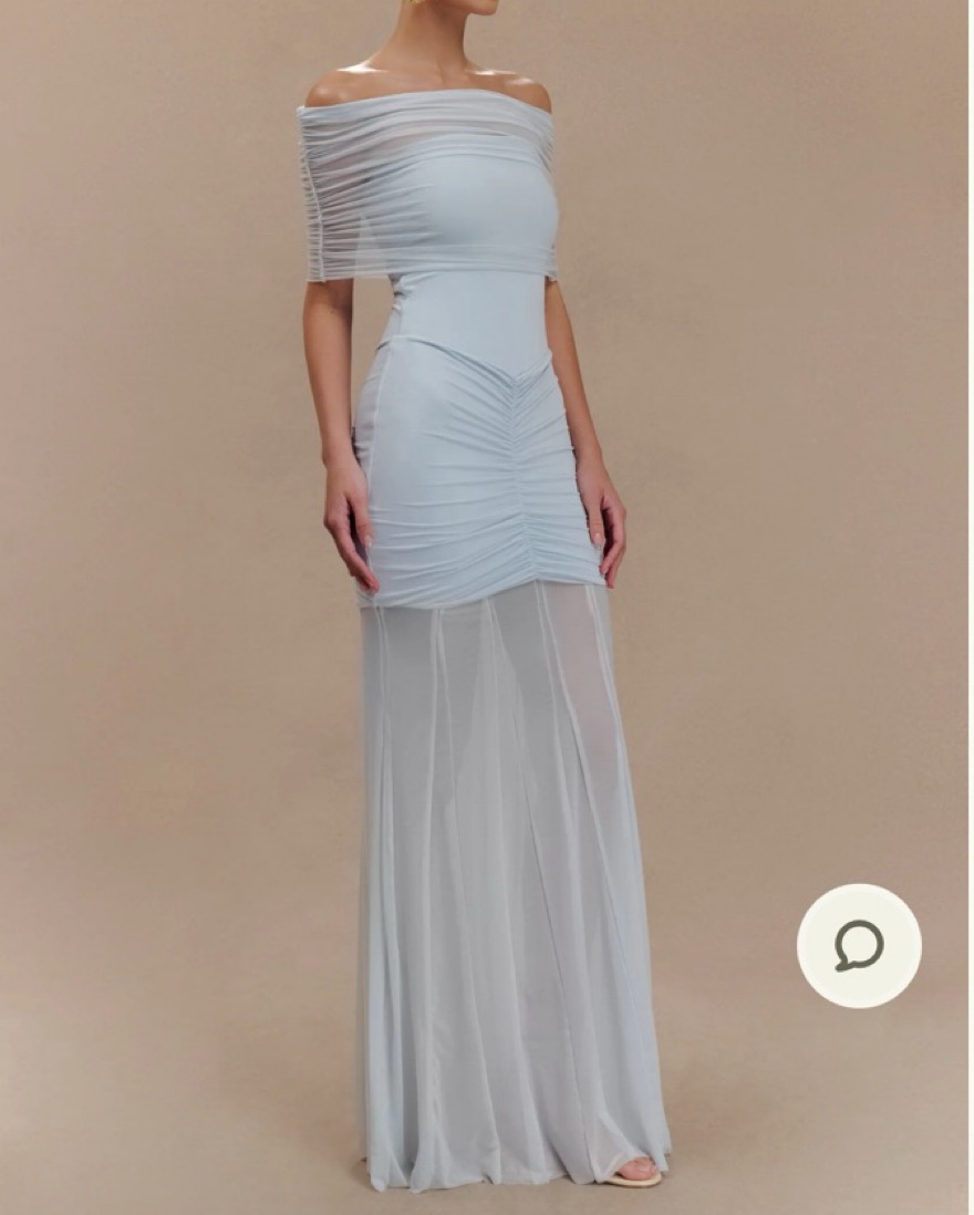 Meshki Powder Blue Mesh Maxi Dress - Image 1