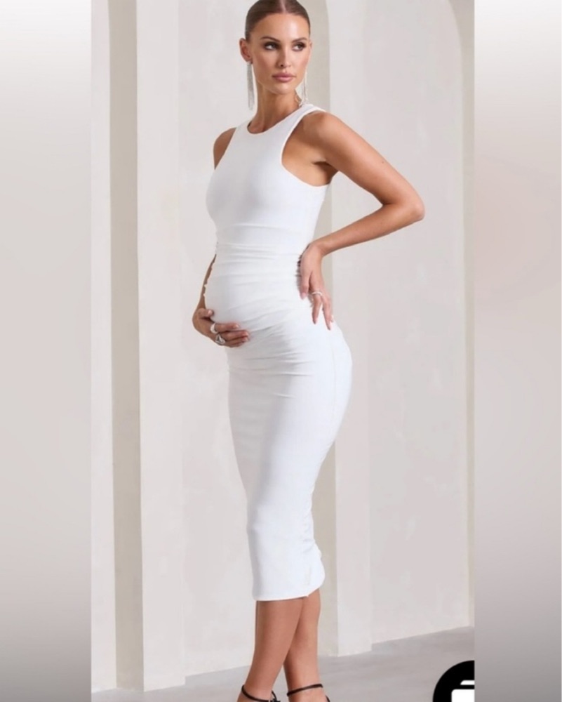 princess polly baby blue dress Women's White Boat-Neck Bodycon Dress