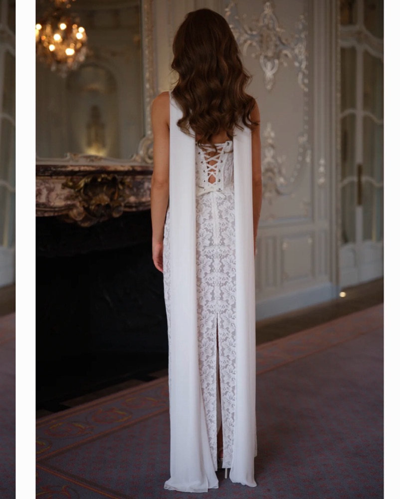 knee length dresses for ladies World of Possibilities Ivory Floral Lace Maxi Dress
