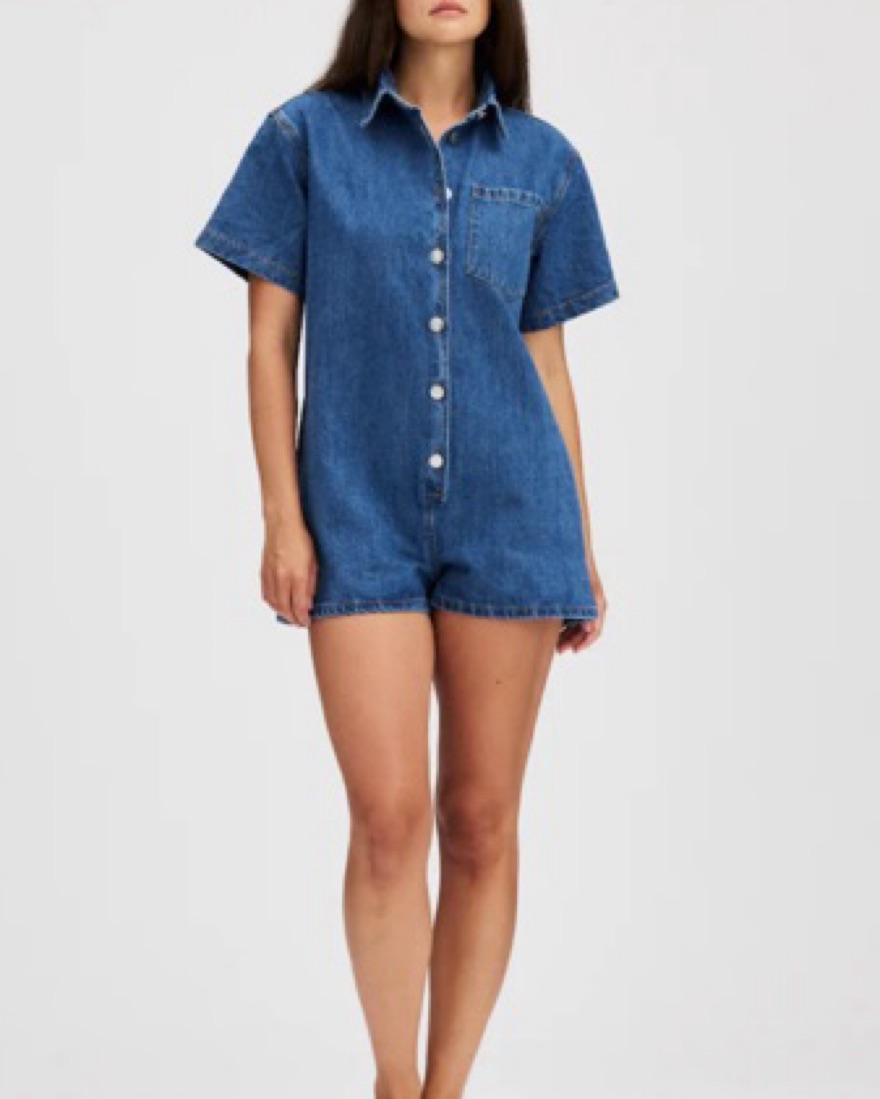 Parke Denim Romper by Parke - Pickle