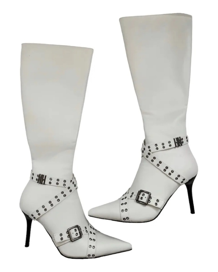 Niihai Vegan Leather White Boots - Image 1