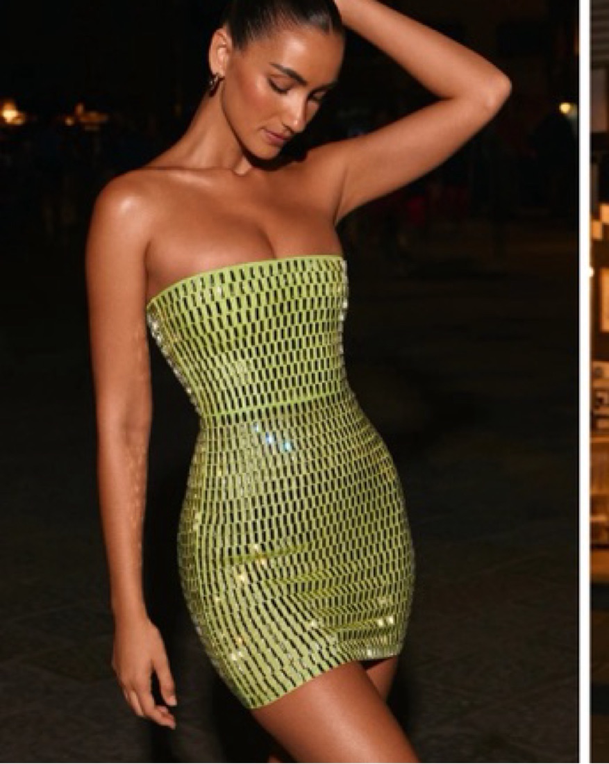 Green Oh Polly Mirrorball Dress - Image 1