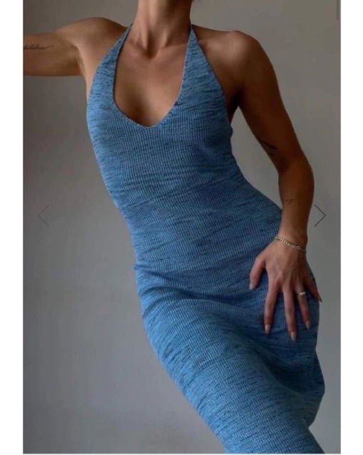 Rumours Blue Halter Midi Dress  - Image 1