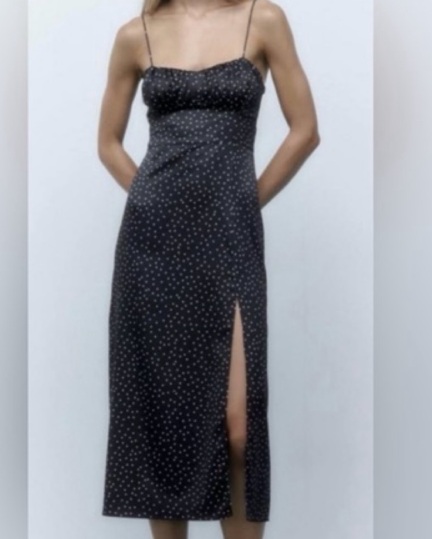 Zara Black Dress With White Polka Dots by Zara - Pickle