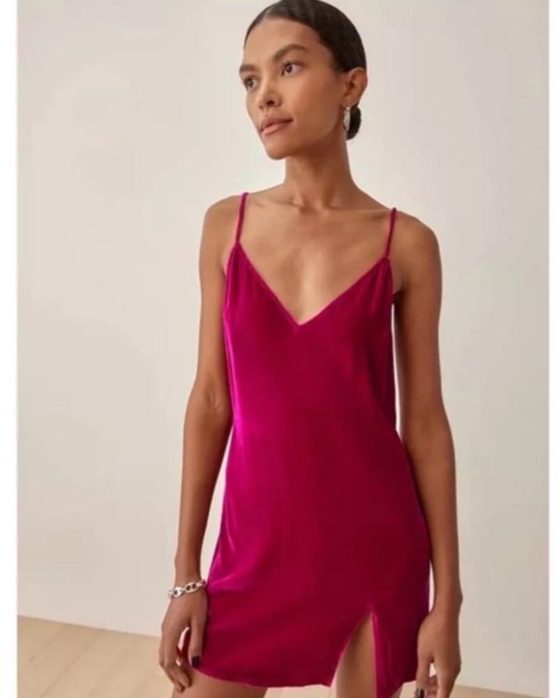 Reformation Lyza Velvet Slip Mini Dress - Image 1