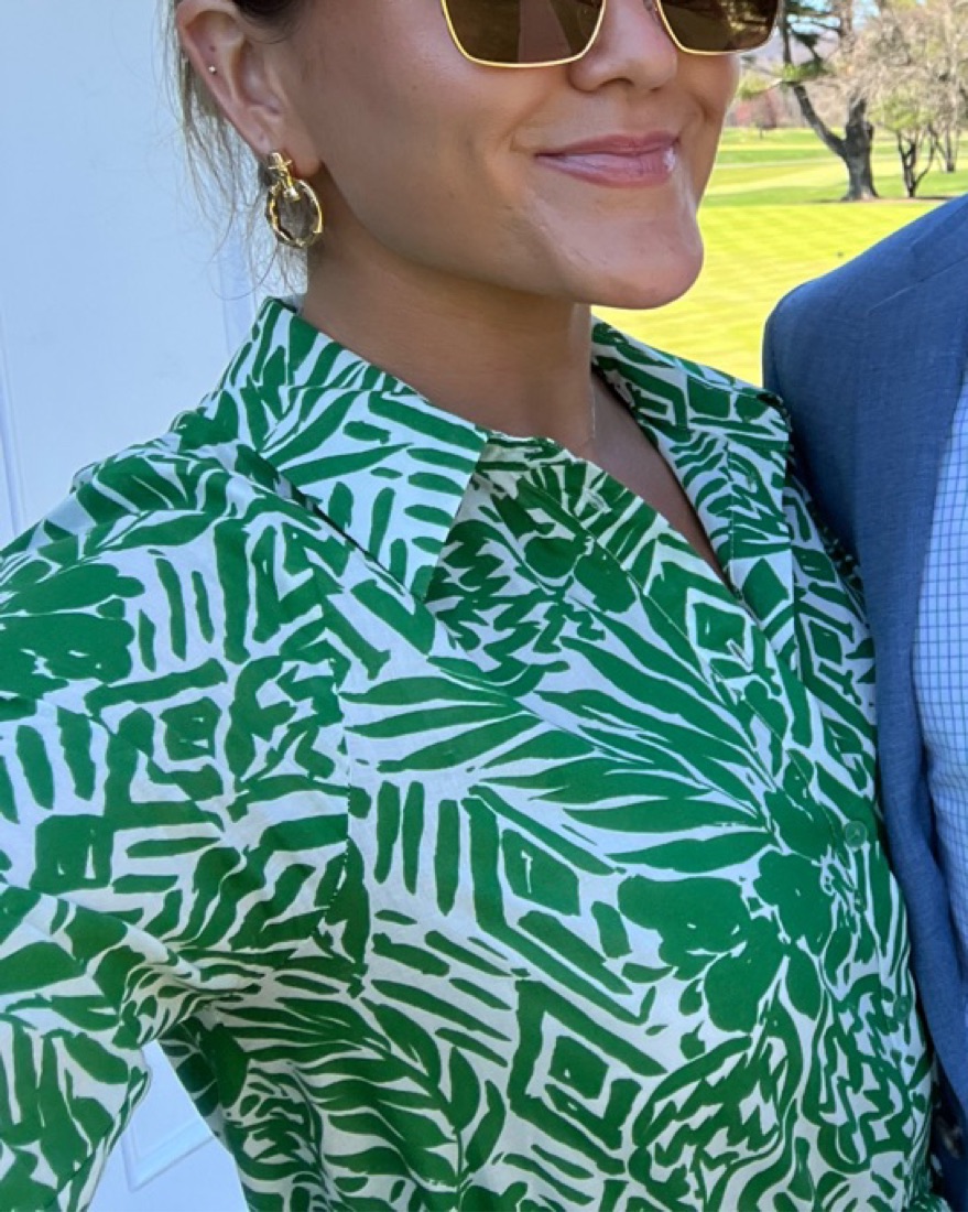 Green and White Maxi Button Down Dress - Image 2