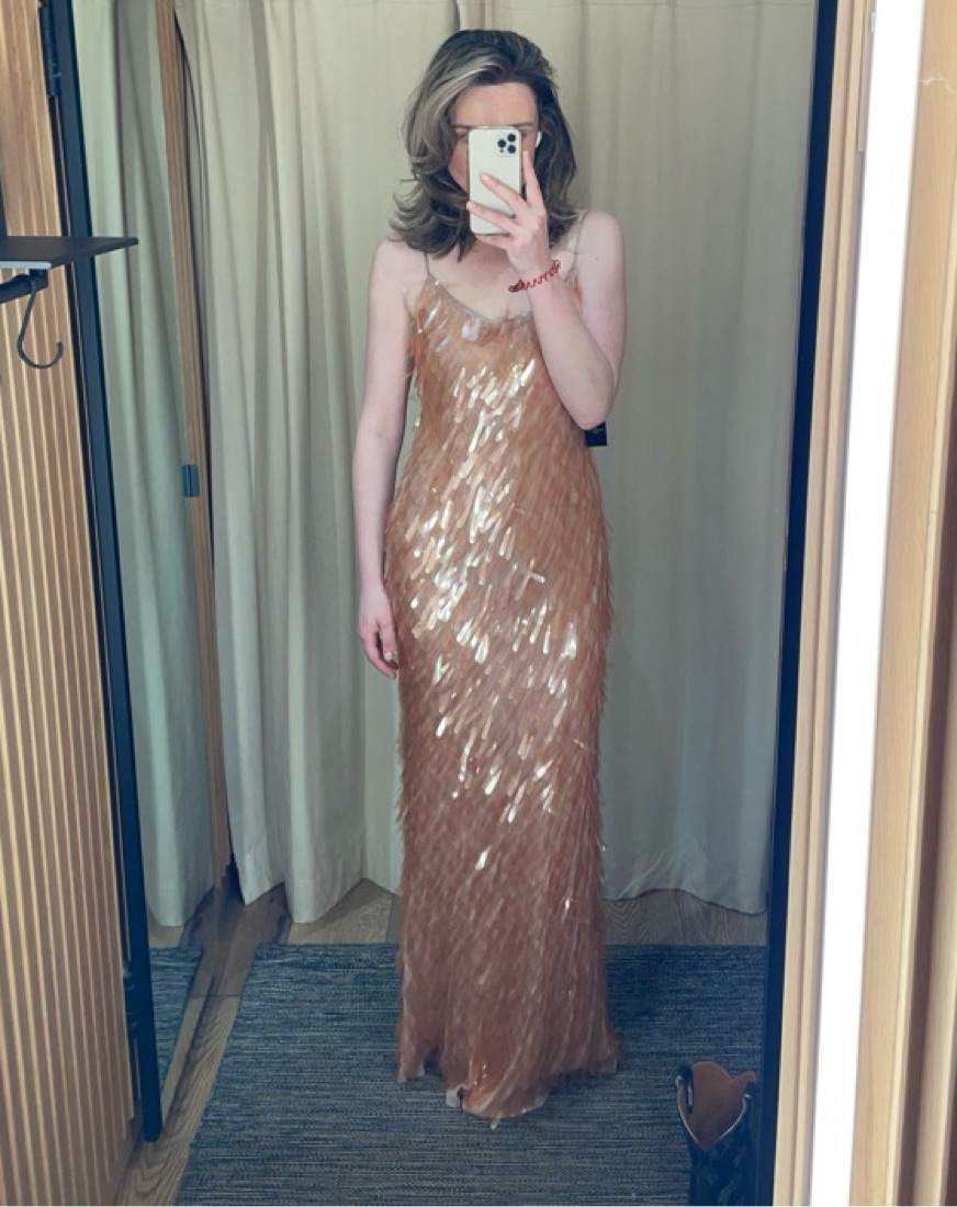 MANGO CAPSULE Teardrop Sequinned Gown by Mango Capsule Collection - Pickle