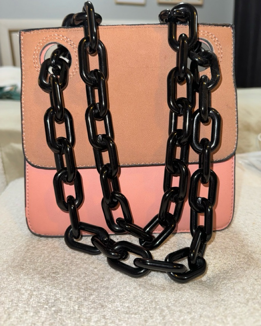 Pink/Brown Chunky Chain Bag - Image 1