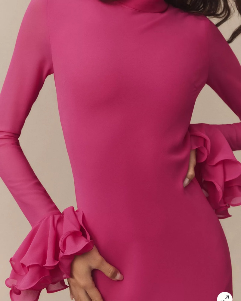 Diara Long-Sleeve Scarf-Neck Maxi Dress by De La Vali - Pickle
