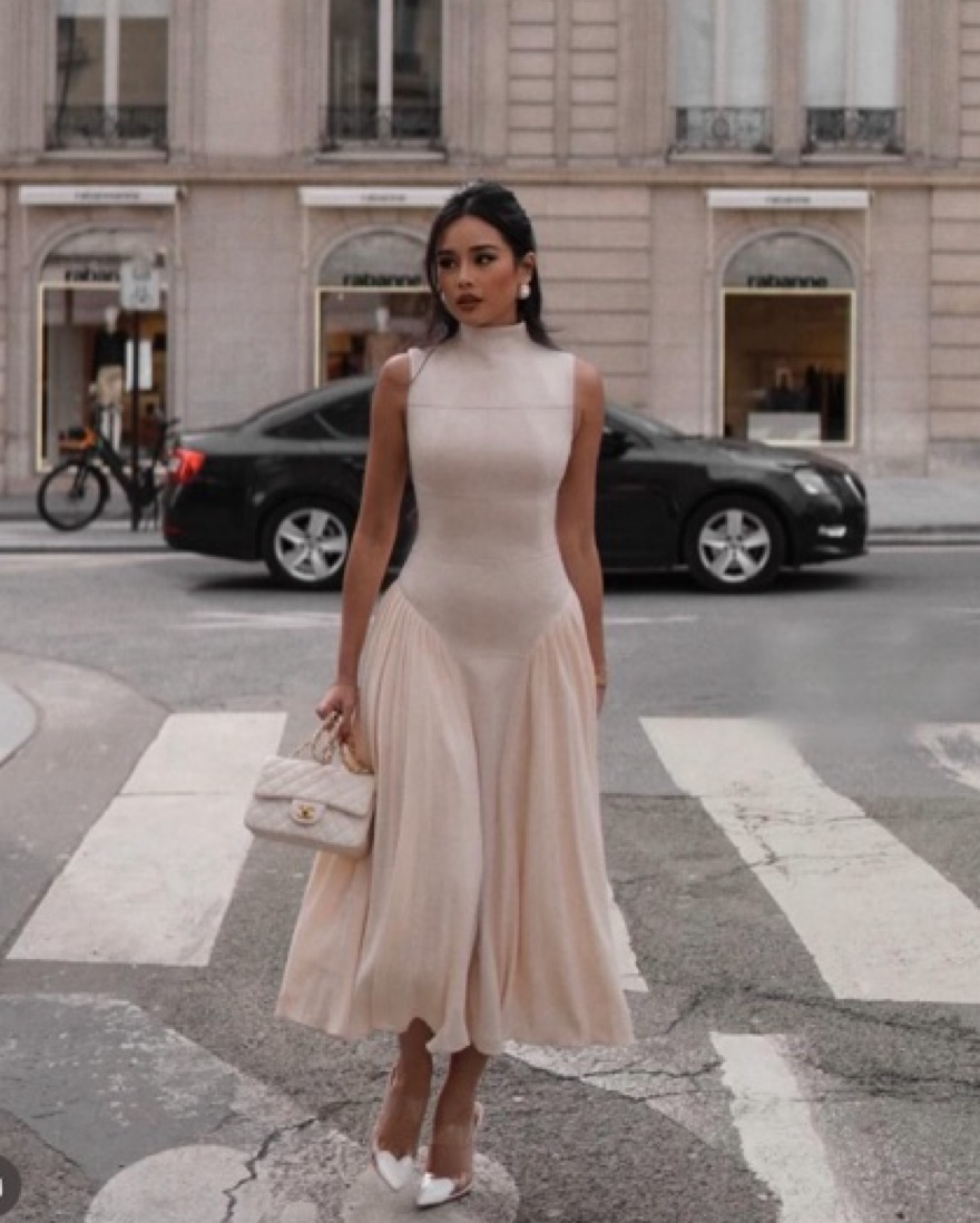 SLEEVELESS KNIT MIDI DRESS WITH PLIES  - Image 1