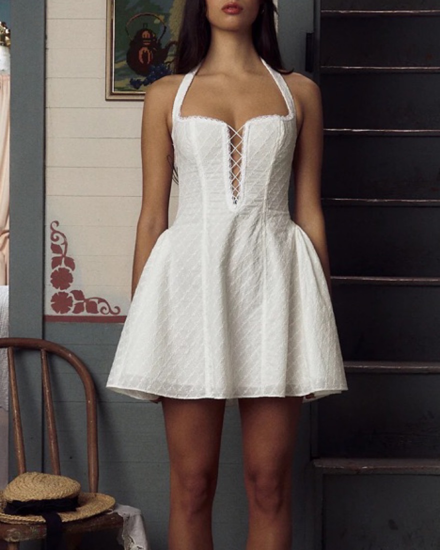 chinese dress ladies Kissing Booth Mini Dress in Ivory