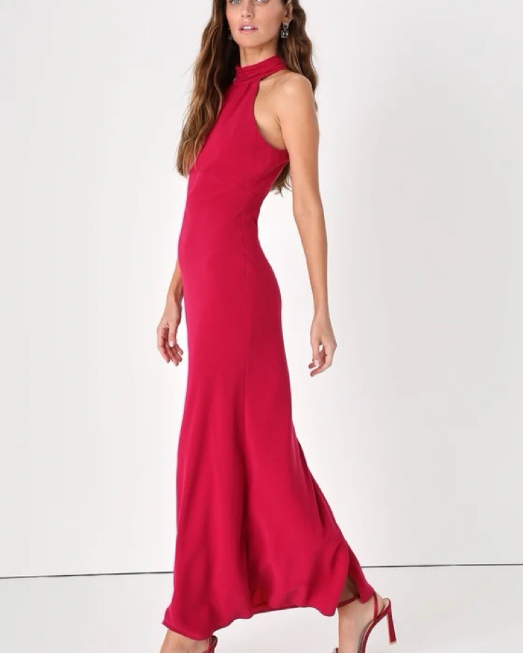 Lulus Magenta Backless Halter Neck Dress by Lulus - Pickle