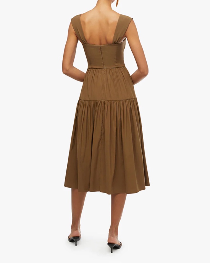 knee length dresses for ladies Lace Panel Corset Midi Dress – WeWoreWhat