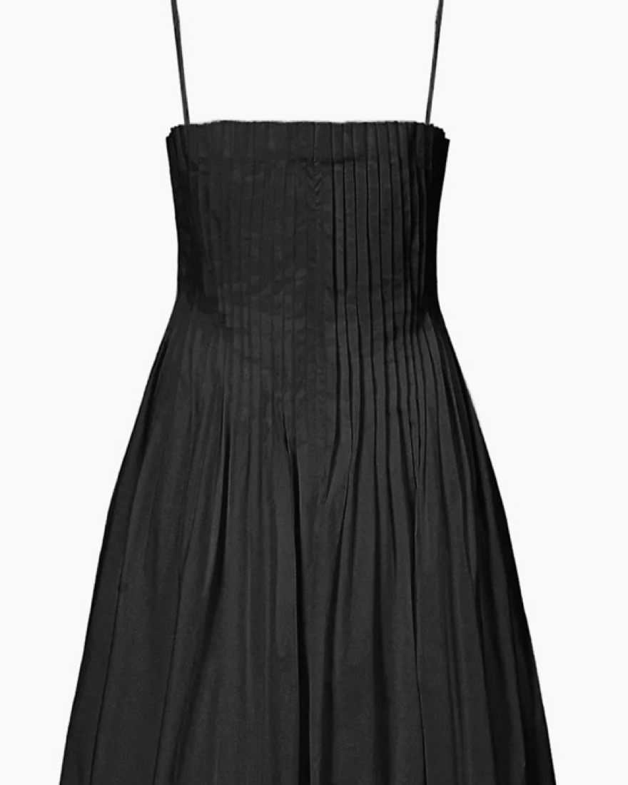 STAUD Bella Pleated Sleeveless Midi Dres by Staud - Pickle