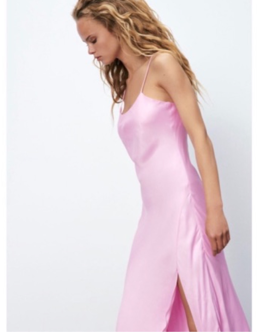 Pink Silky Midi Dress Zara - Image 2
