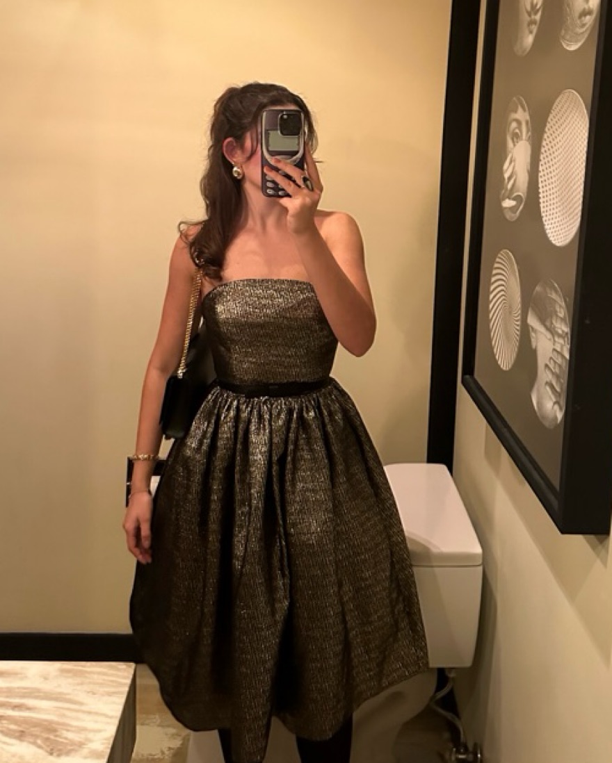 Milly Strapless Silver & Gold Dress by Milly - Pickle