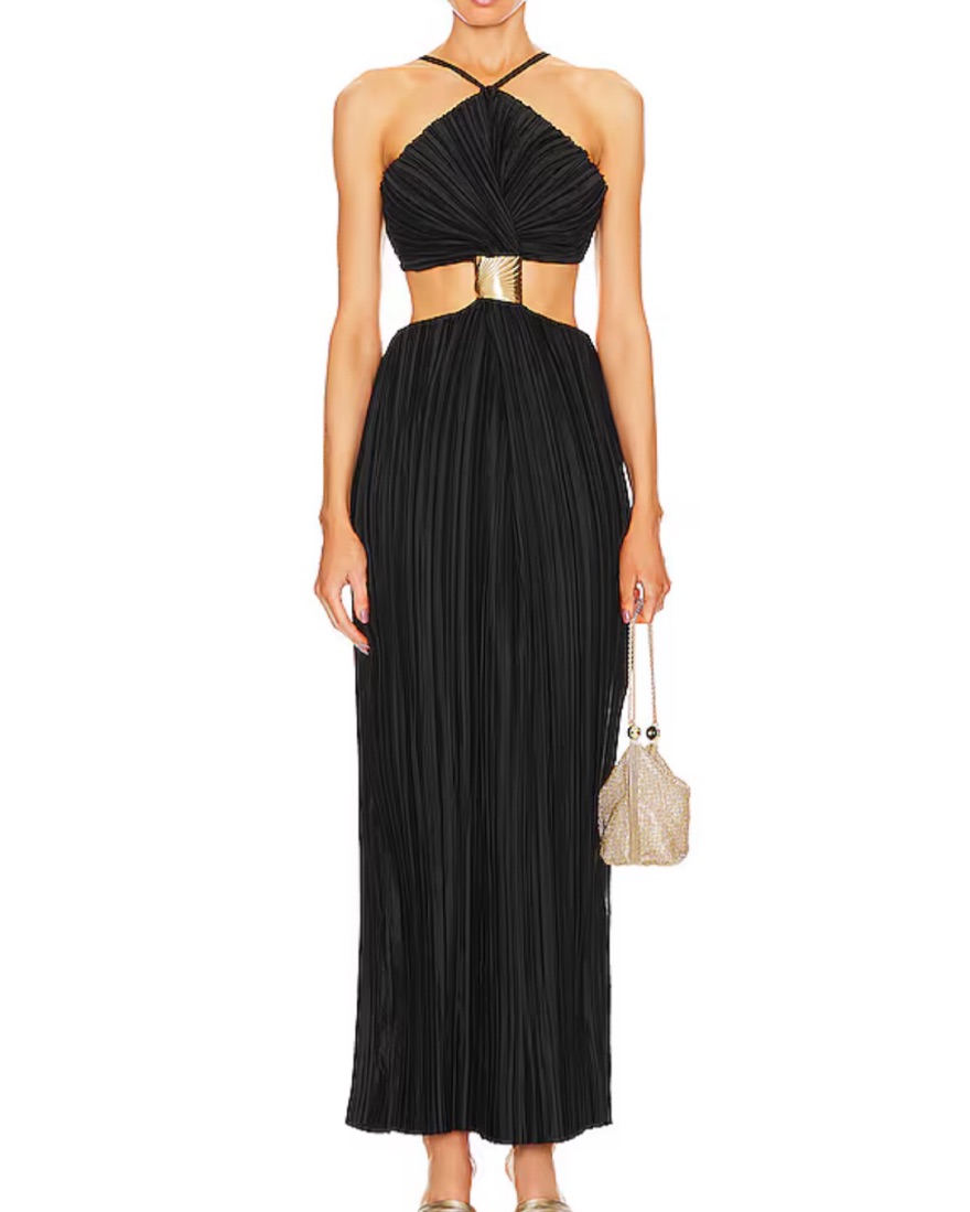 cult gaia black dress with gold CHII GOWN main image 1