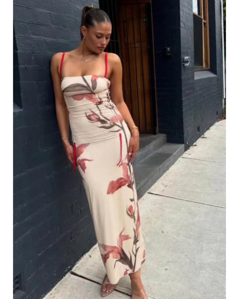 knee length dresses for ladies Hana Midi Dress – Teal Poppy main image 0