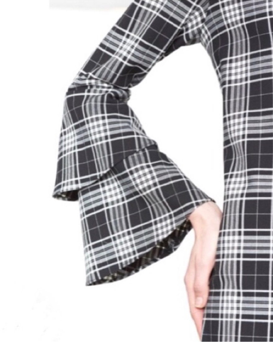 Alice & Olivia Plaid Bell Sleeve Dress - Image 3
