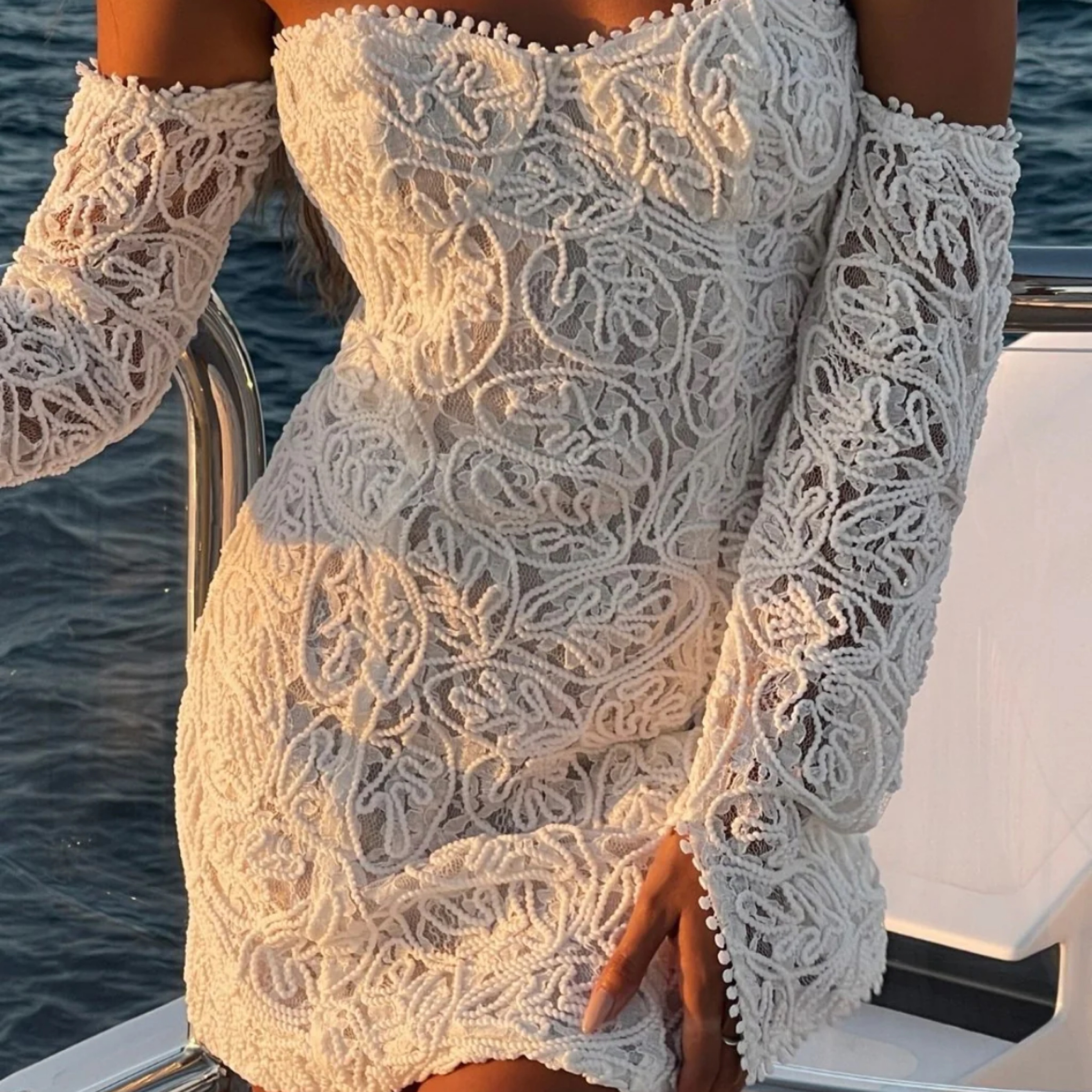 Lilliana Off Shoulder Lace Dress by 12th Tribe - Pickle
