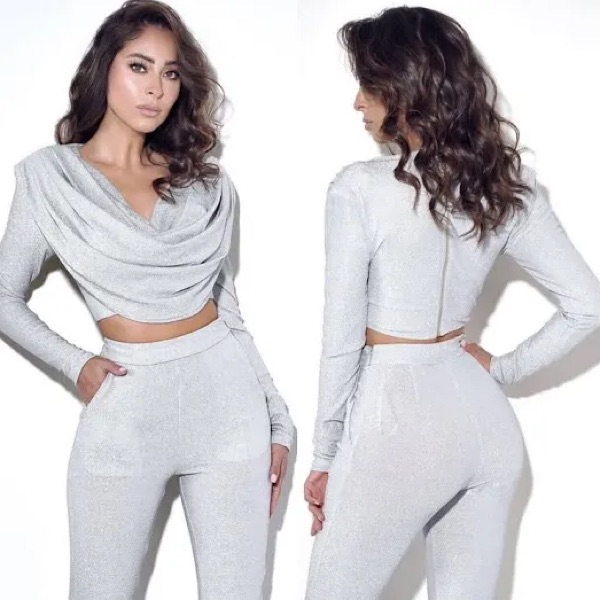 Miss Circle Silver Two Piece Pant Set - Image 2