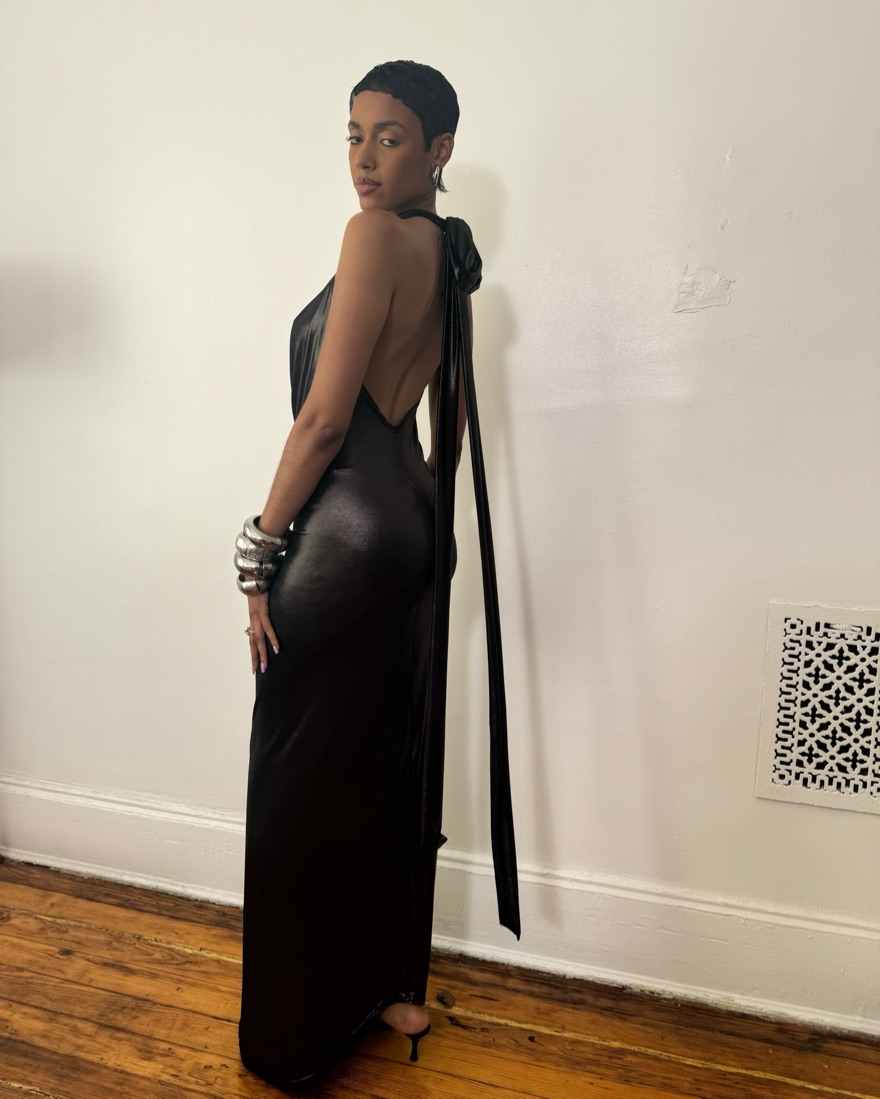 Deep Plunge Backless Evening Gown - Image 2