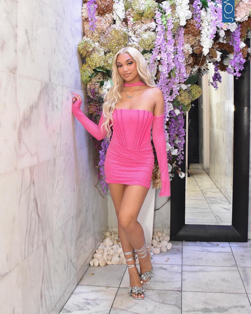 Pink Sparkly Mini Birthday Dress - Image 1