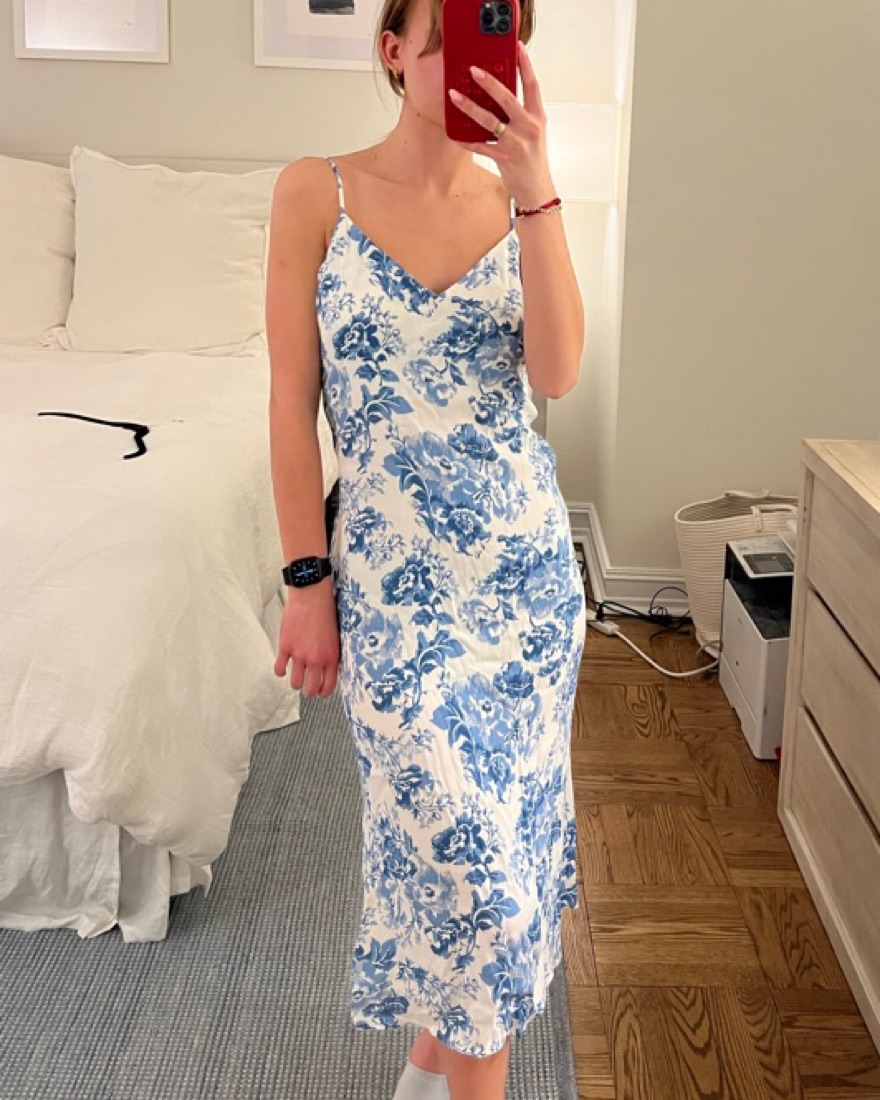 reformation blue floral midi dress Zapaka Women Ink Blue Bridesmaid Dress A Line Keyhole V-Neck Satin Long  Wedding Party Dress – ZAPAKA main image 0