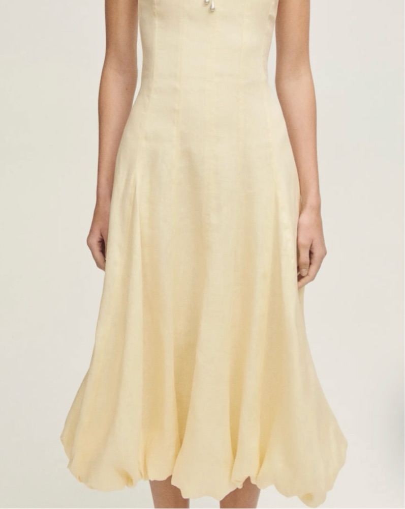 Yellow MANGO Strapless Bubble Hem Linen by MANGO - Pickle