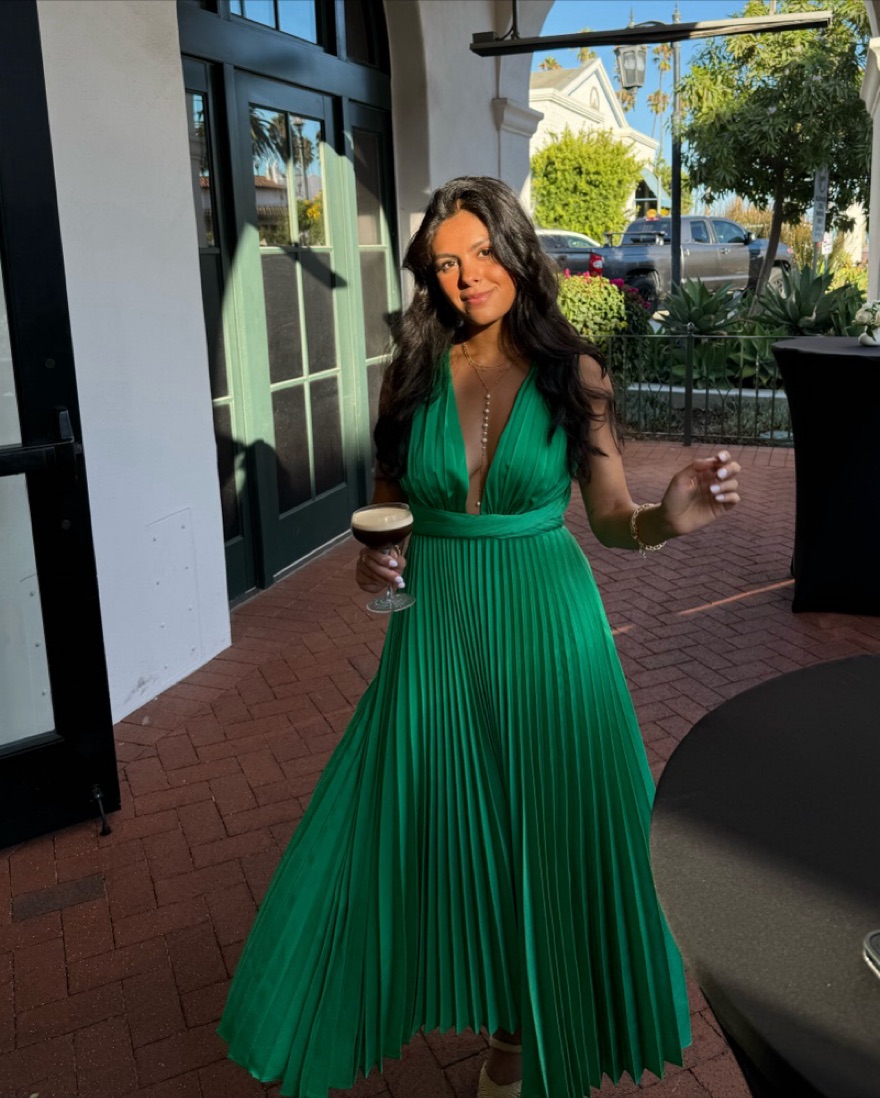 green emerald velvet dress HELLO MOLLY Moment In Bloom Maxi Dress Green main image 1
