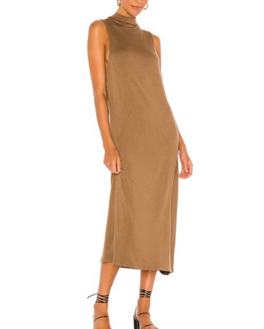 Vince Tan Mock Neck Midi Dress by Vince - Pickle
