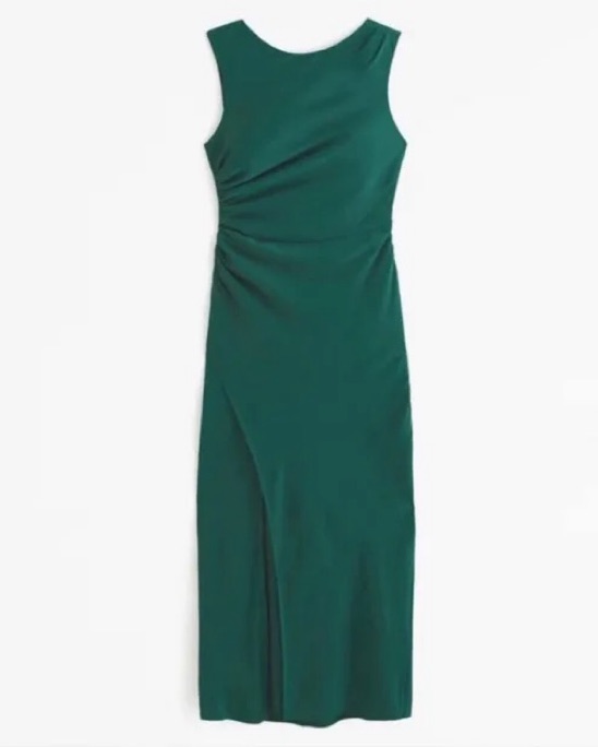 green emerald velvet dress Layla Satin Print High Neck Midi Dress