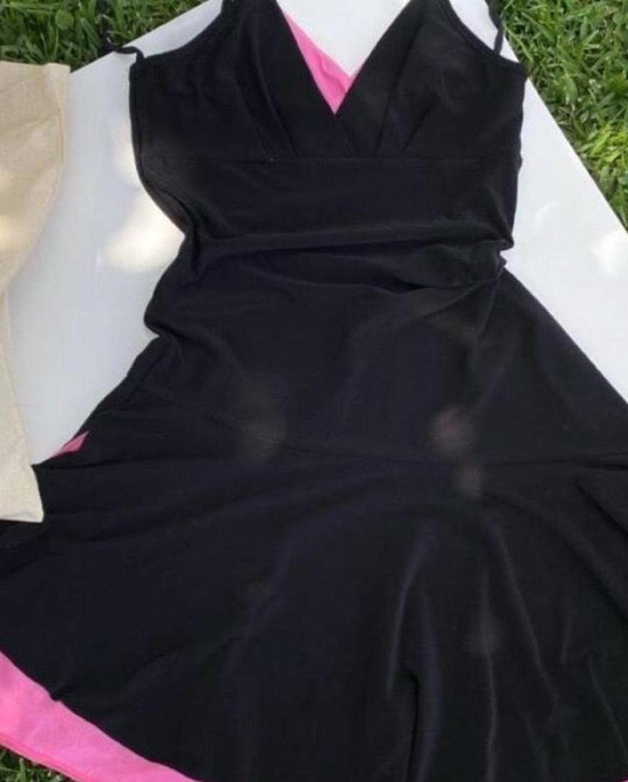 Black Dress With Sheer Pink Lining  - Image 2