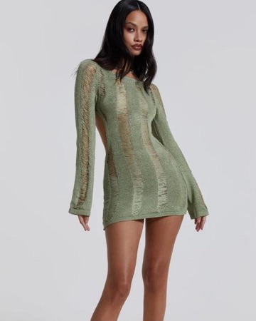 Jaded London Green Mini Dress by Jaded London - Pickle