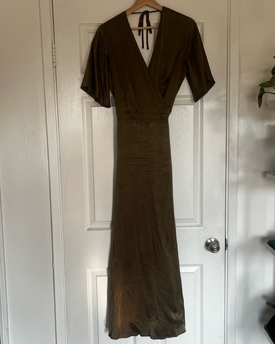 Whimsy & Row Lola Wrap Dress In Olive - Image 3