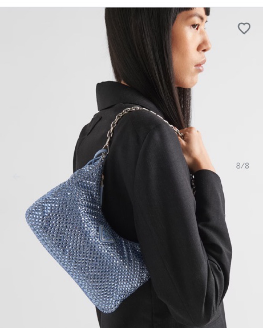 Prada Satin Blue Bag With Crystals - Image 5