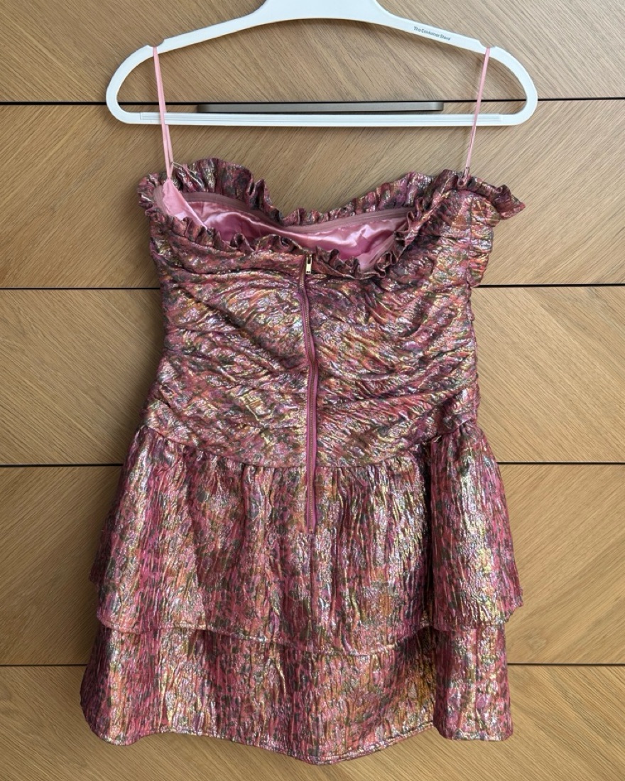 knee length dresses for ladies Pink x Loveshackfancy Strapless Lace Mini Dress EVERBLOOMING Pink / XL main image 1