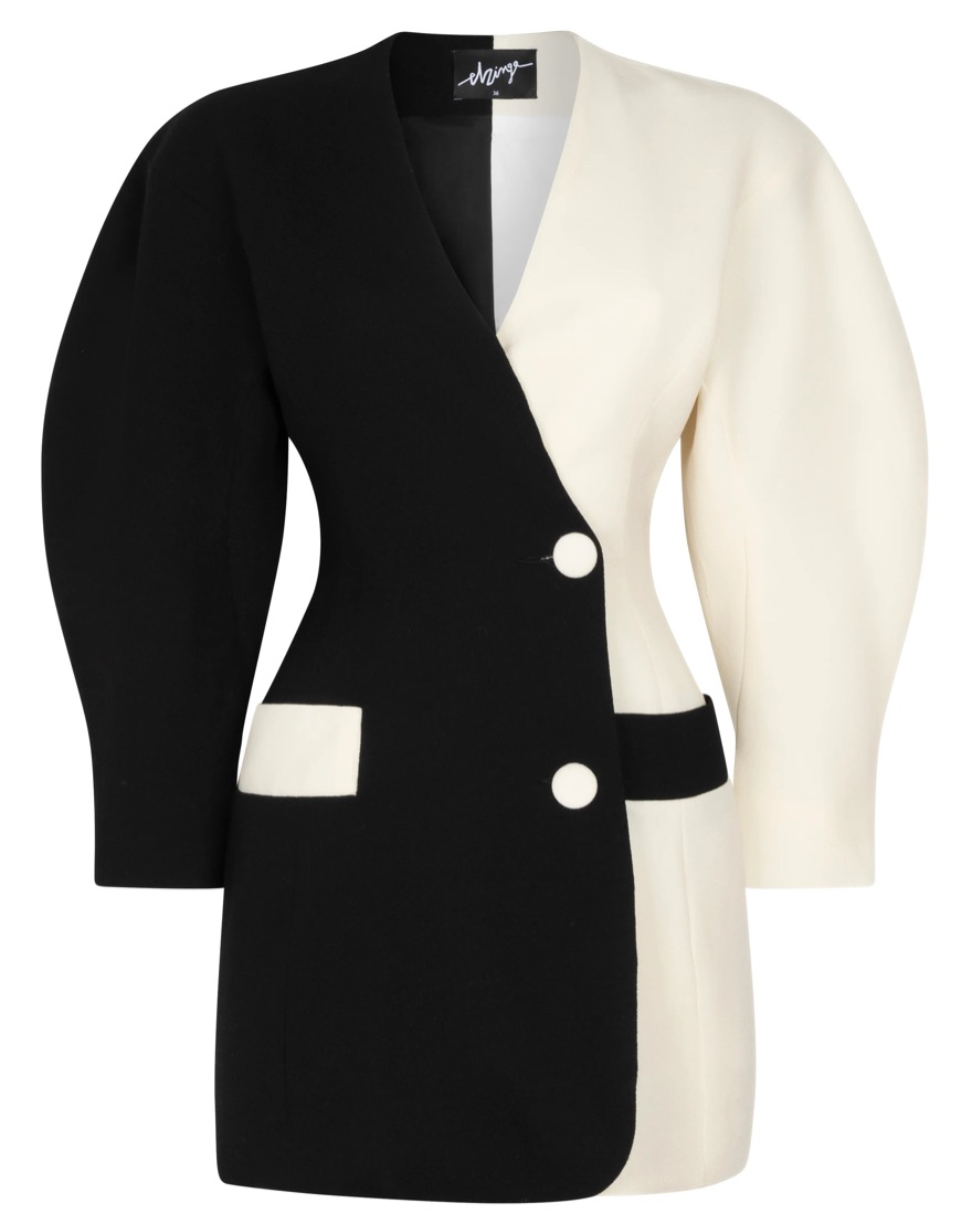O-sleeve wool crepe mini blazer dress - Image 1