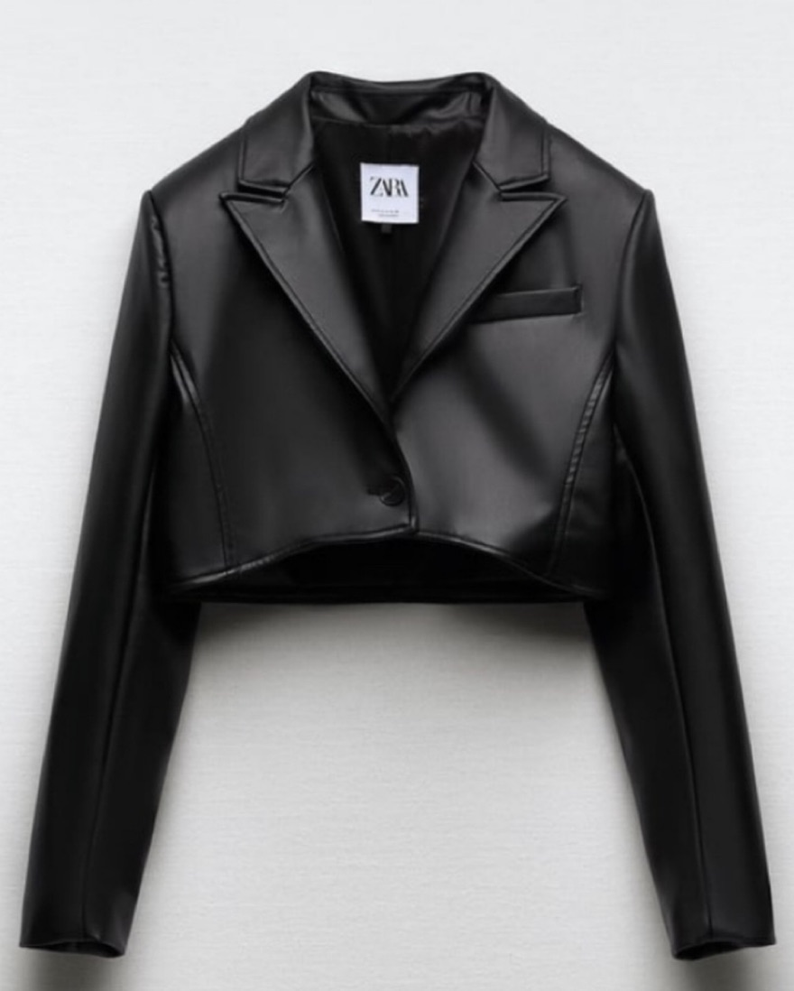 Faux Leather Blazer and Skort Set - Image 1