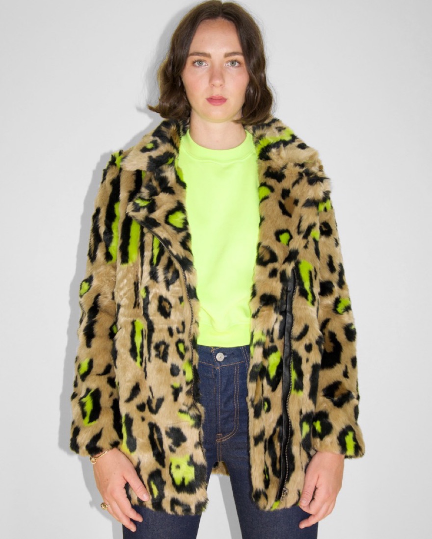 Neon Green Leopard Faux Fur - Image 4