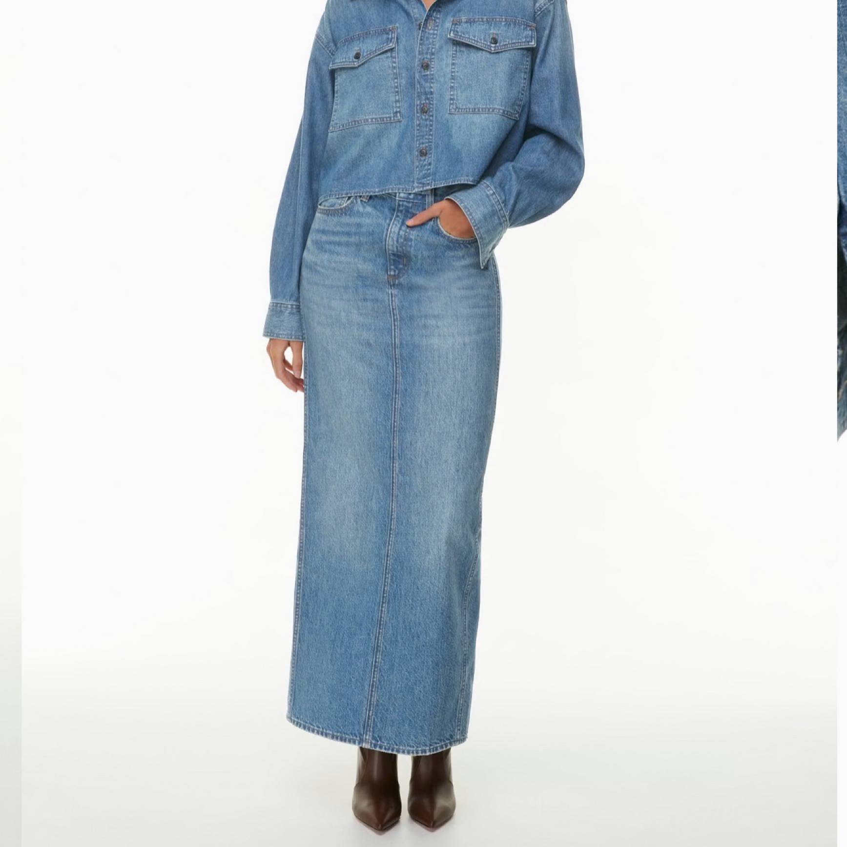 white christmas dresses Button-Front Denim Tube Dress main image 1
