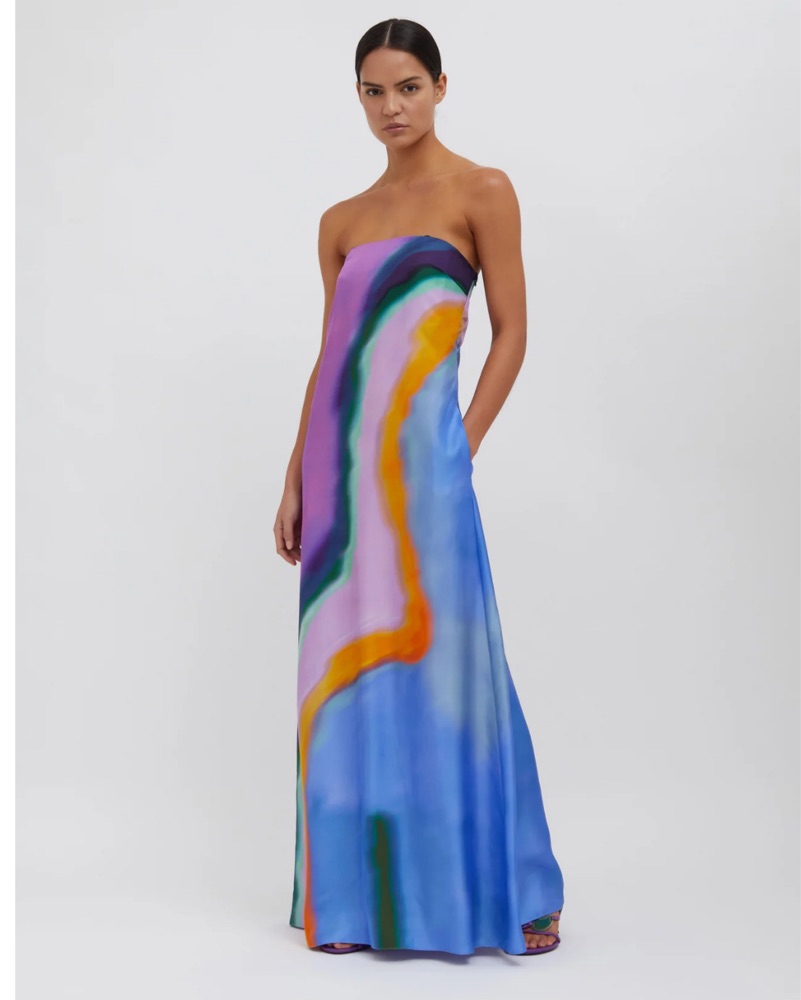 knee length dresses for ladies Christopher Esber Bezel Quartz Cutout Strapless Jersey Gown main image 1