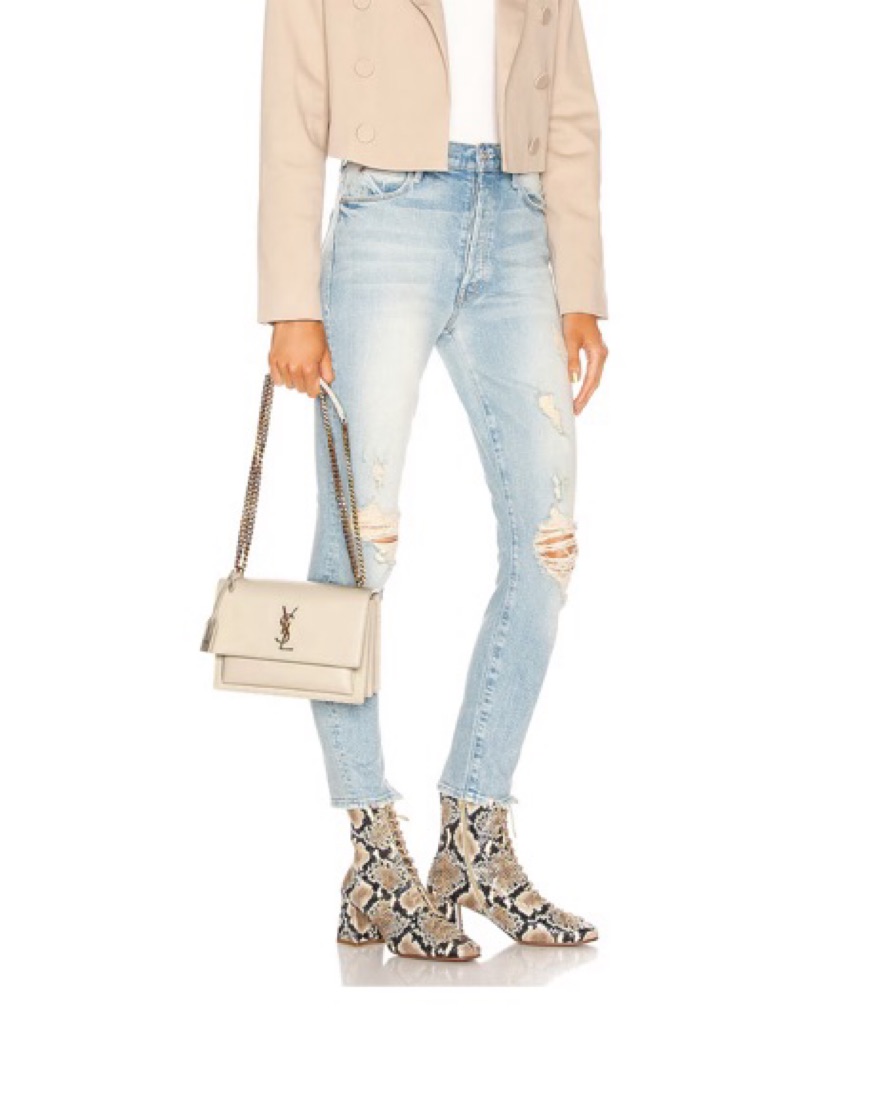 YSL Medium Sunset Bag In Cream - Image 2