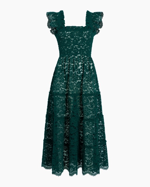 Hill House Elie Nap Dress Green Lace by Hill House Home - Pickle