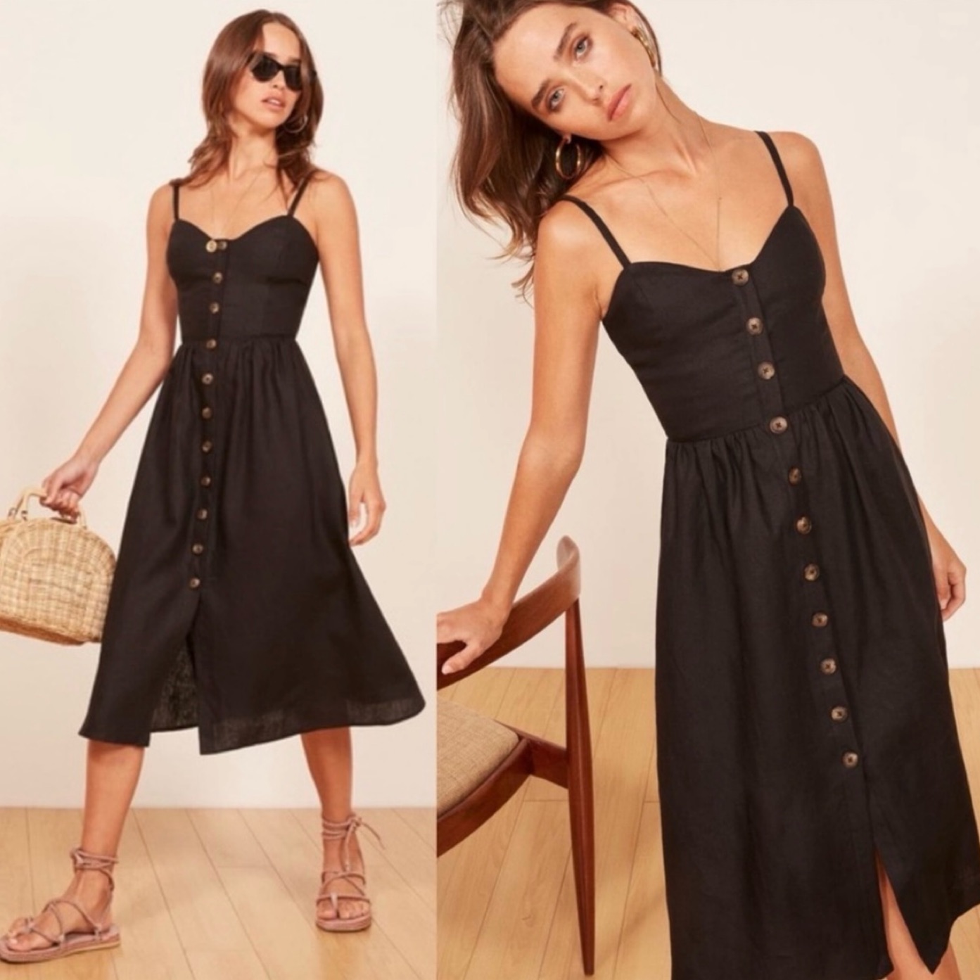 Reformation Thelma Linen Midi Dress by Reformation - Pickle